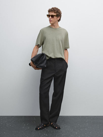 Short sleeve linen blend T-shirt