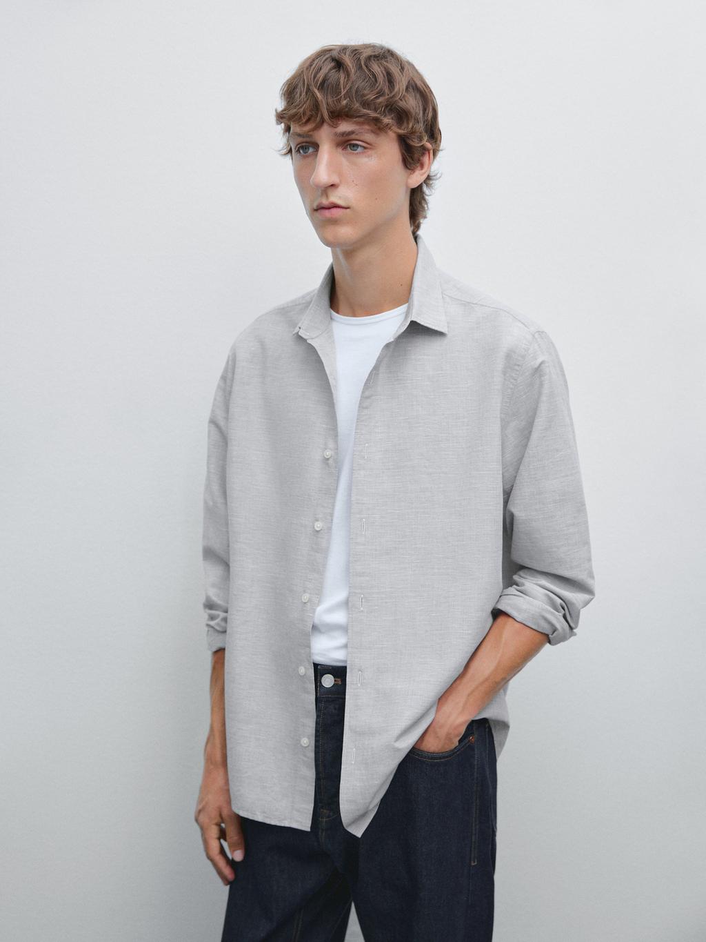 Regular fit flecked shirt