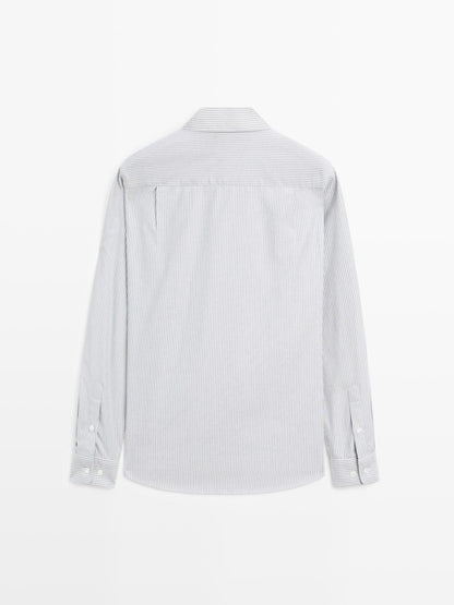 Regular fit melange striped shirt