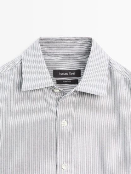 Regular fit melange striped shirt