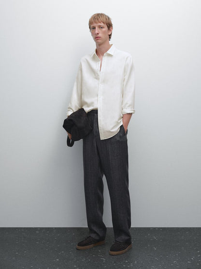 Regular fit linen blend shirt