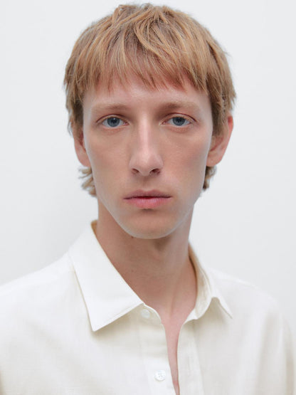 Regular fit linen blend shirt