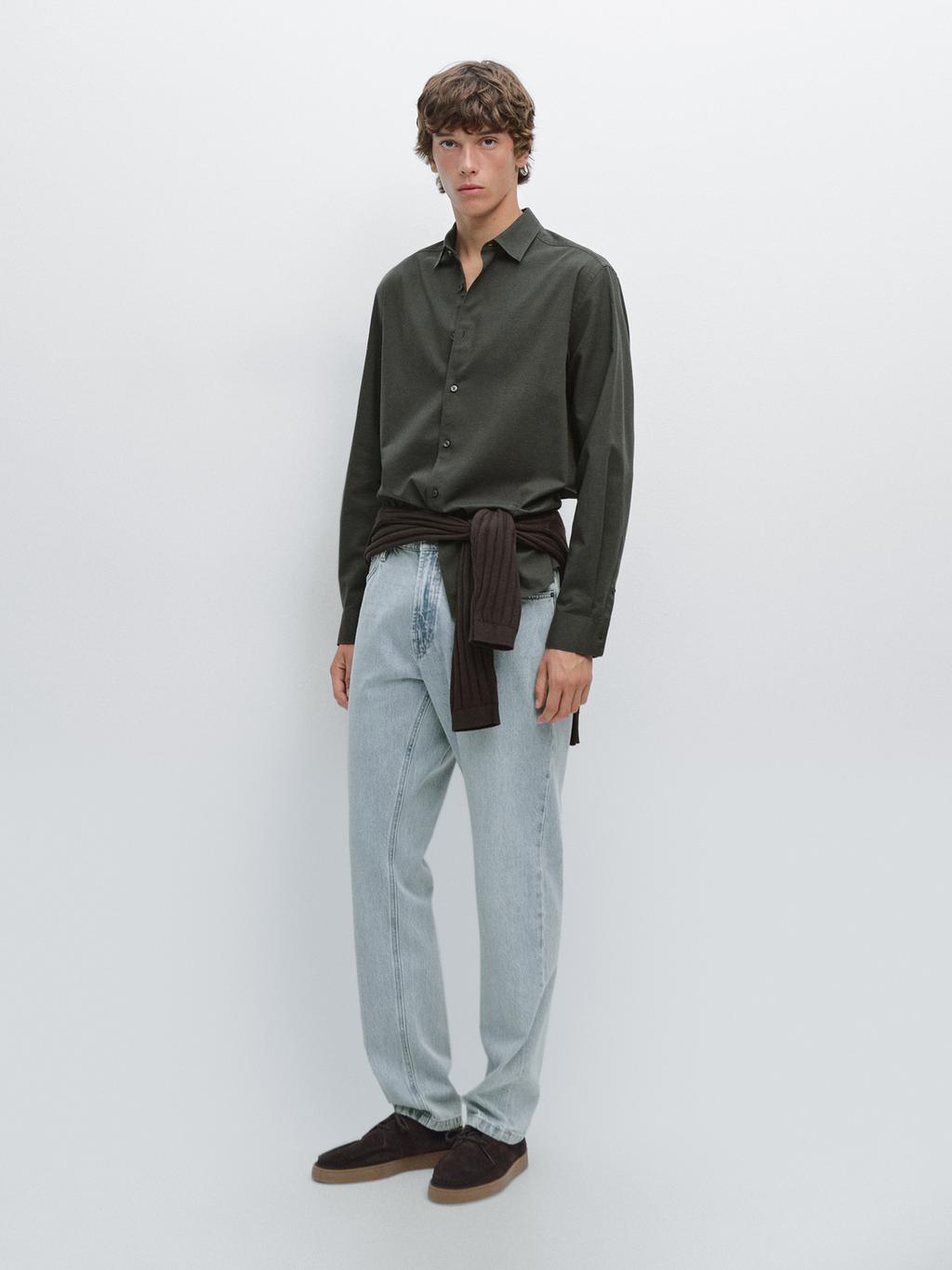 Slim fit twill melange shirt