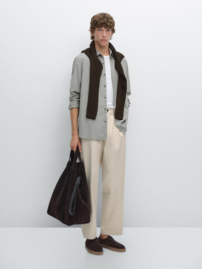 Slim fit twill melange shirt