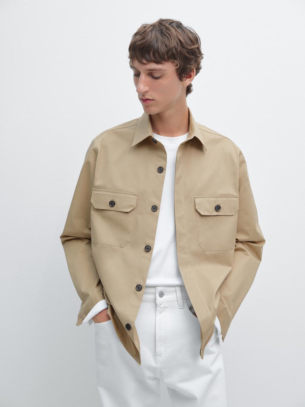 Cotton blend overshirt with pockets