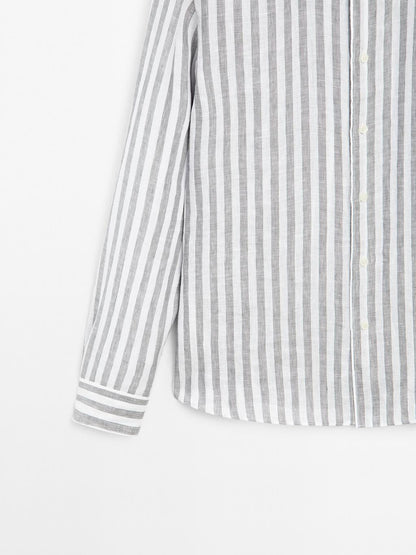 Regular-fit shirt with stand collar