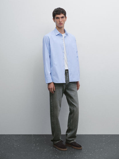 Regular fit striped poplin shirt