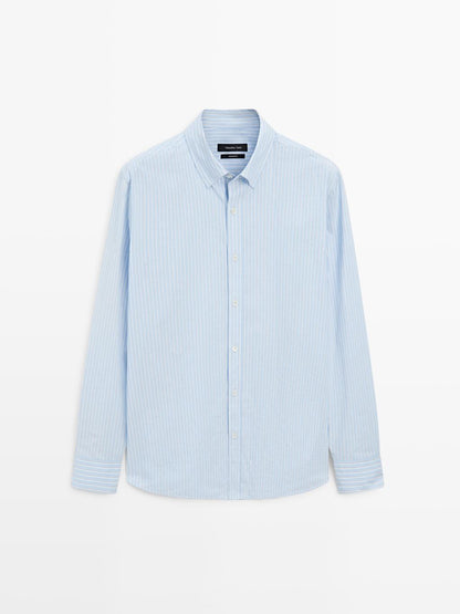 Regular fit striped poplin shirt