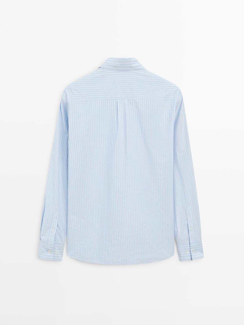 Regular fit striped poplin shirt