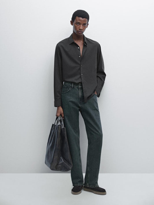 Regular fit micro-check shirt