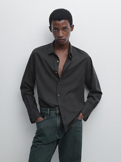 Regular fit micro-check shirt