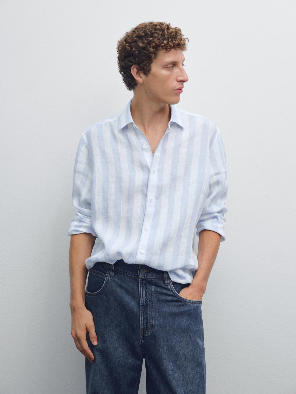 Regular fit wide stripe shirt