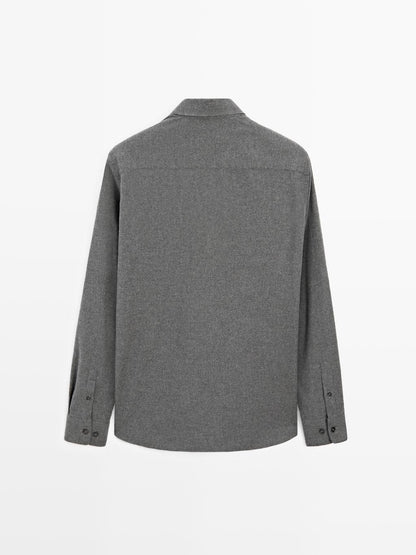 Regular fit check texture melange shirt