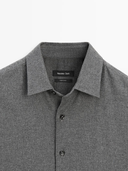 Regular fit check texture melange shirt