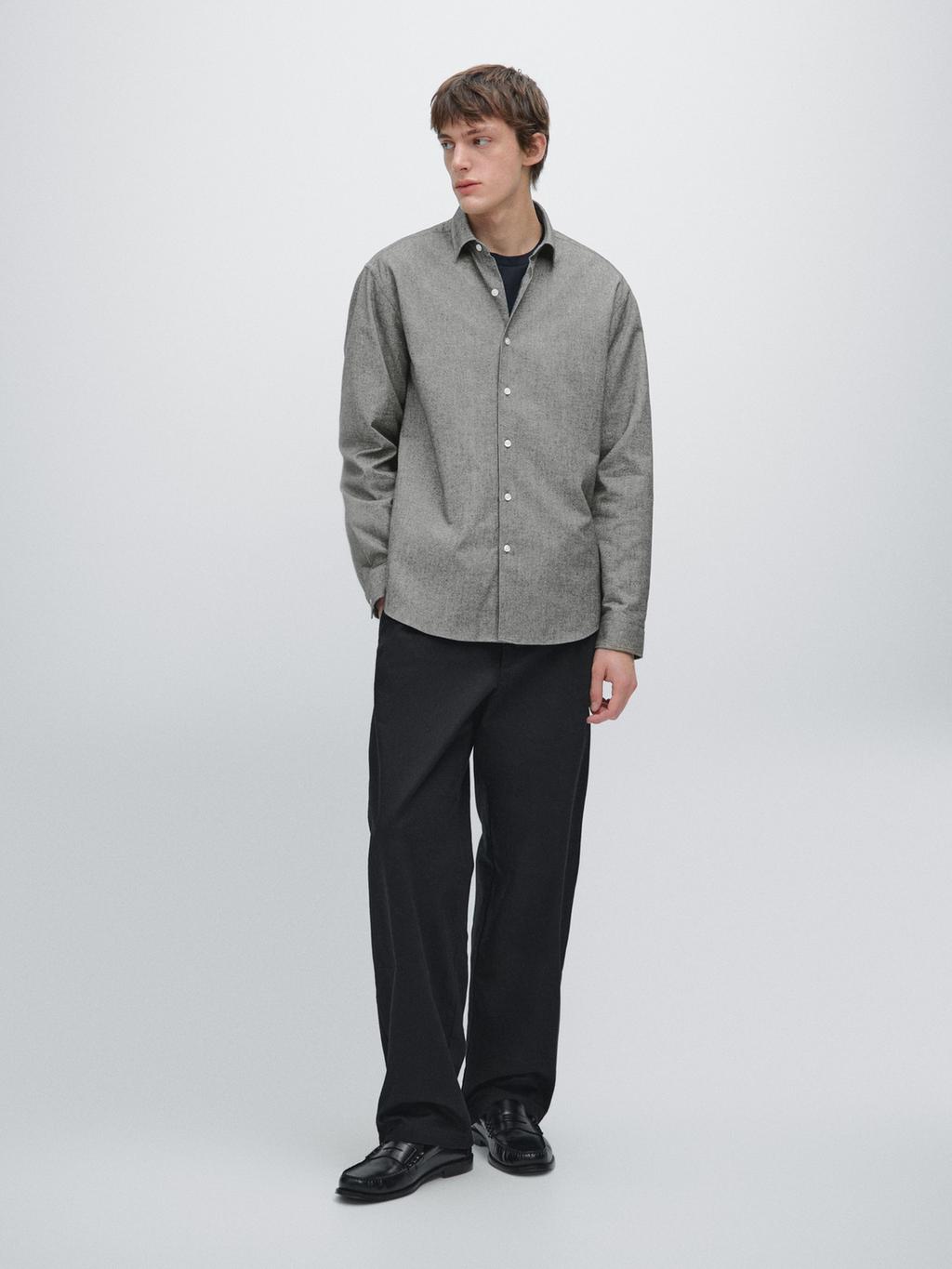 Regular fit melange Oxford shirt