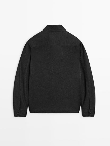 100% wool overshirt with pockets