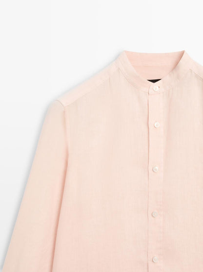 Slim fit stand collar shirt