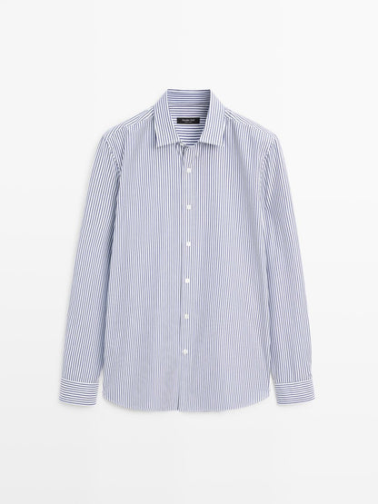 Regular fit striped poplin shirt