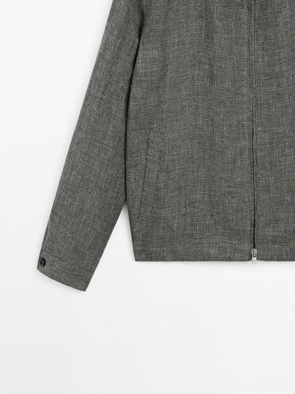 Faded textured linen blend jacket