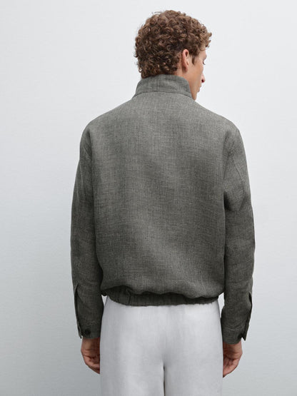 Faded textured linen blend jacket