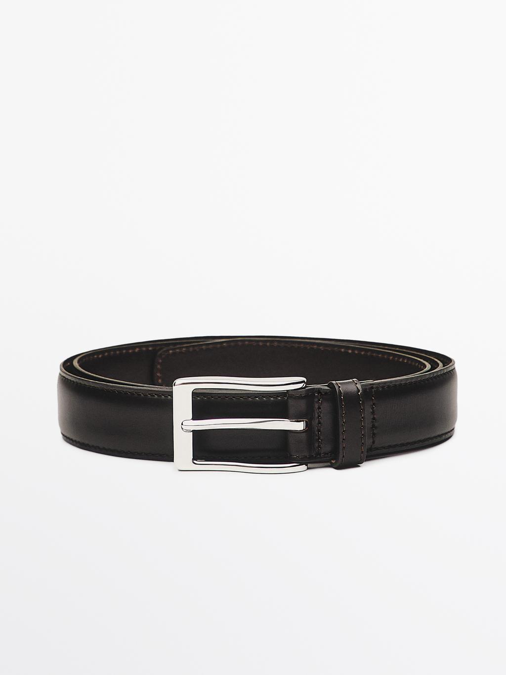 Smart nappa leather belt with topstitching