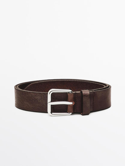 Distressed leather belt