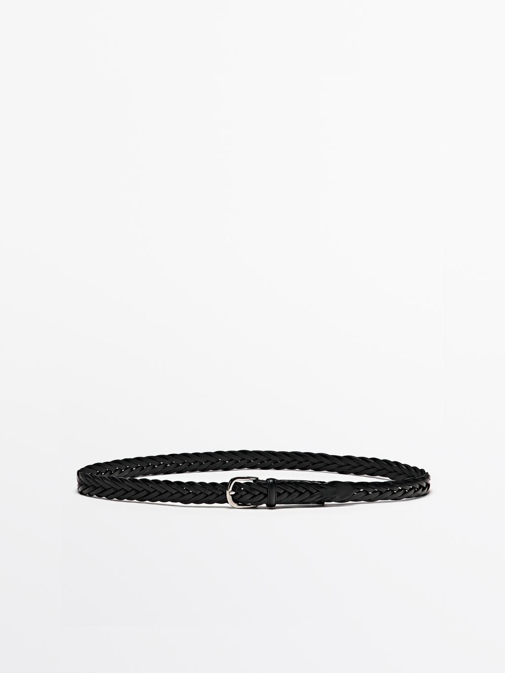 Plaited leather belt