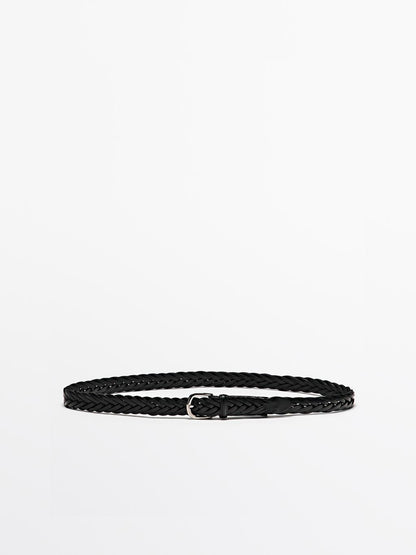 Plaited leather belt