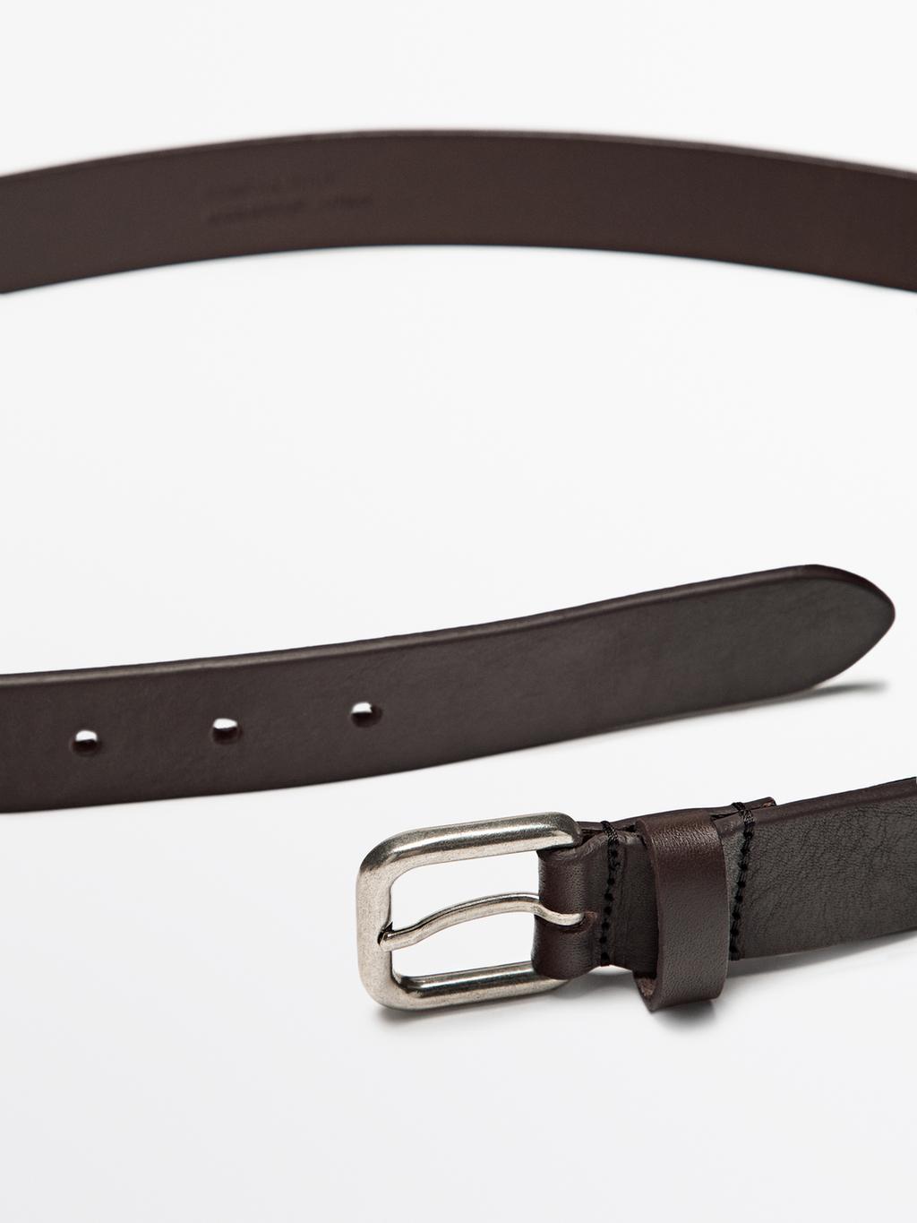 Nappa leather belt with square buckle