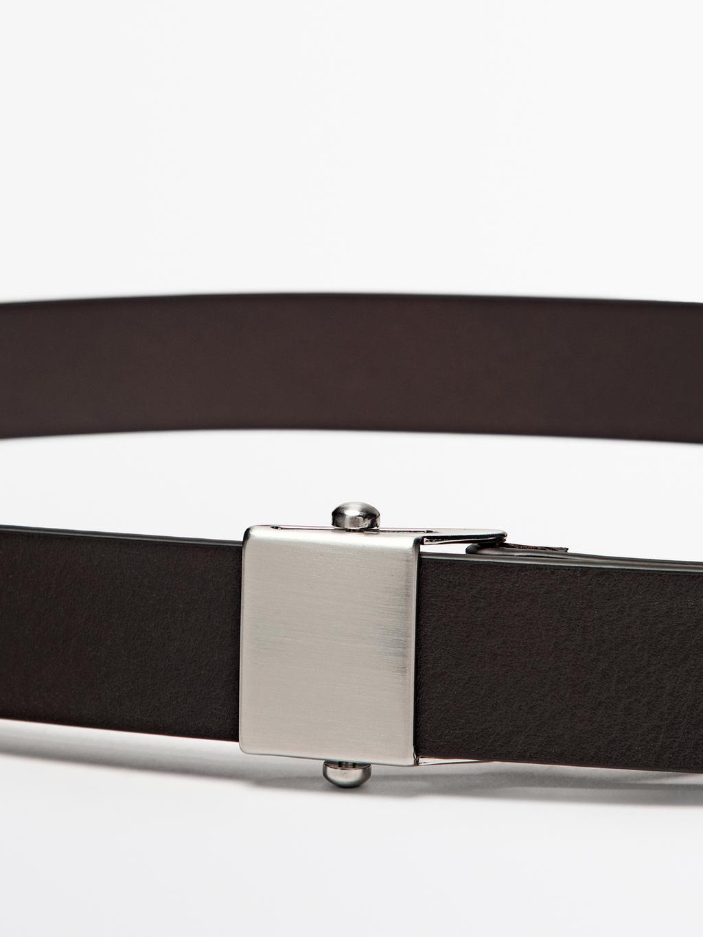 Nappa leather belt with buckle loop - LIMITED