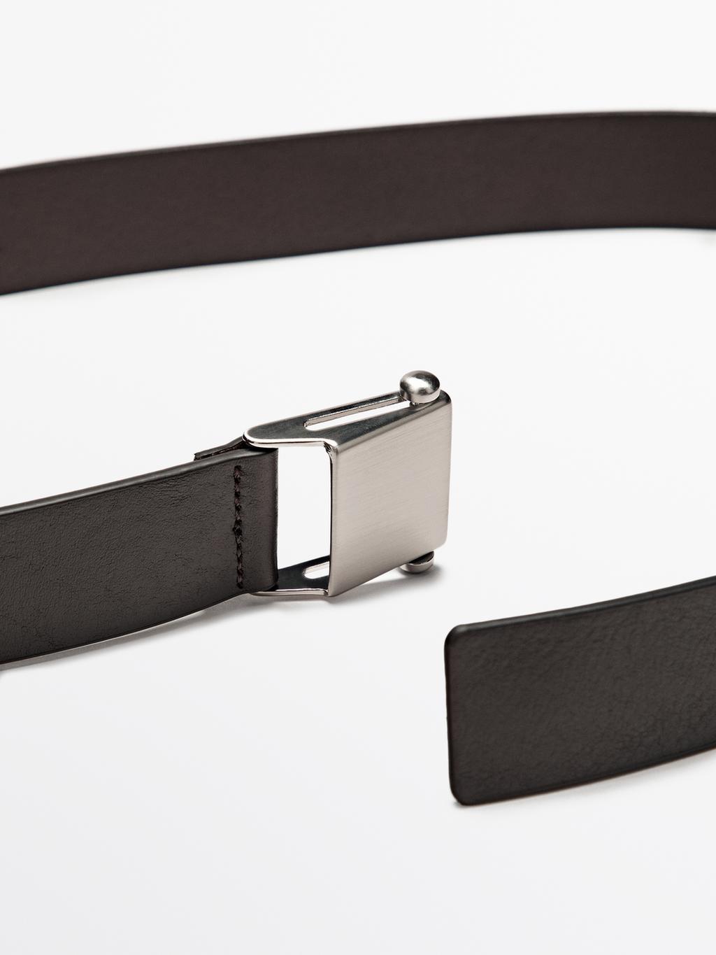 Nappa leather belt with buckle loop - LIMITED