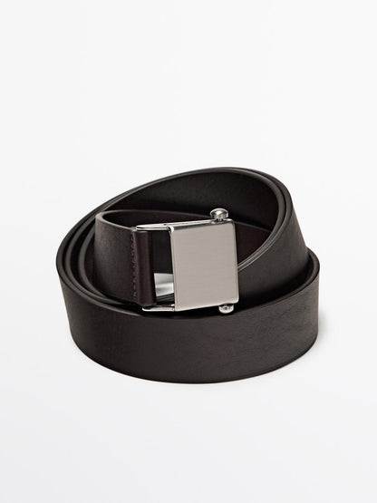 Nappa leather belt with buckle loop - LIMITED