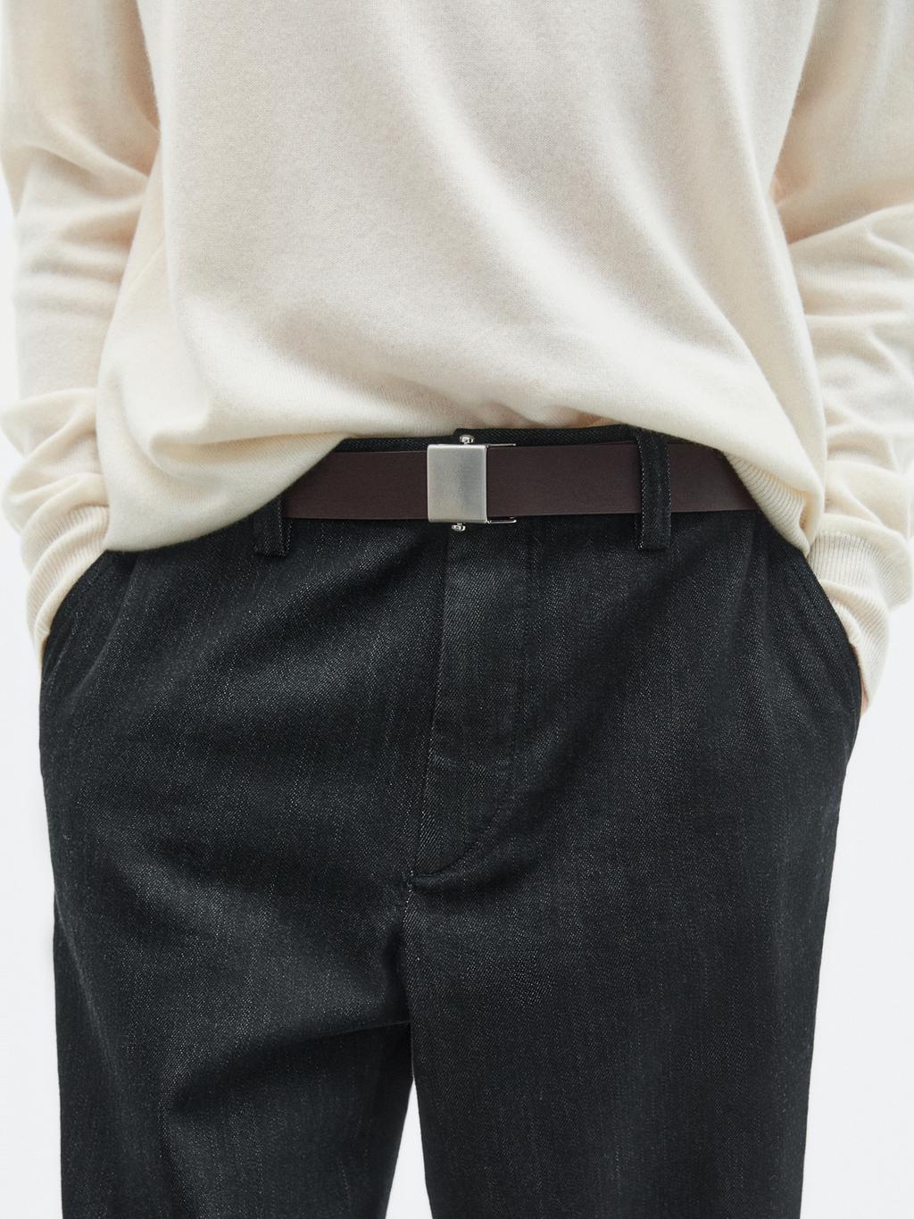 Nappa leather belt with buckle loop - LIMITED