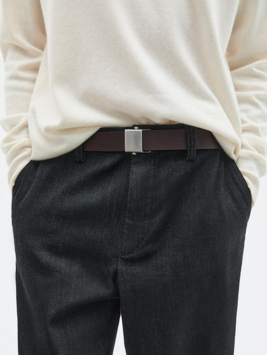 Nappa leather belt with buckle loop - LIMITED