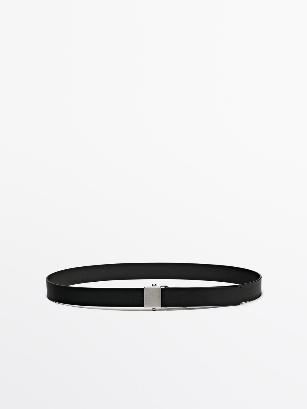 Nappa leather belt with buckle loop - LIMITED