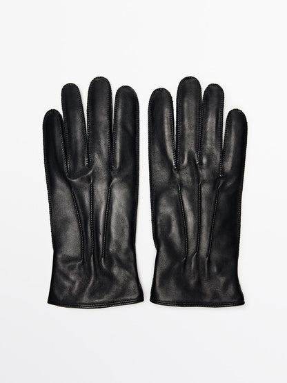 Leather gloves with nappa finish