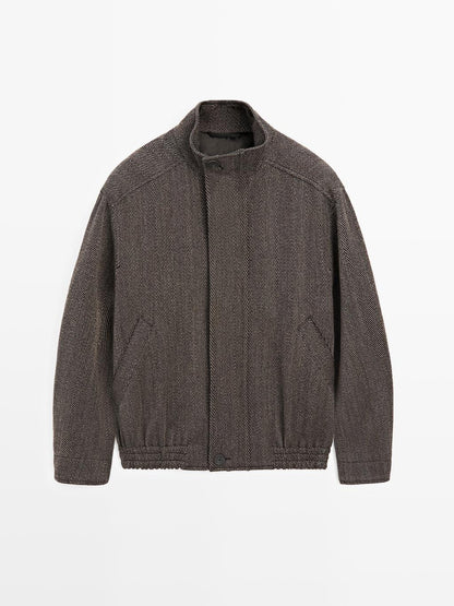 Wool blend herringbone bomber jacket - LIMITED