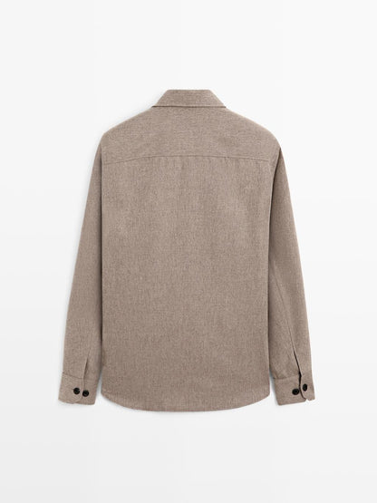 Wool blend overshirt with pockets - LIMITED