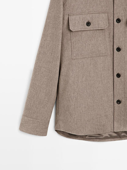 Wool blend overshirt with pockets - LIMITED