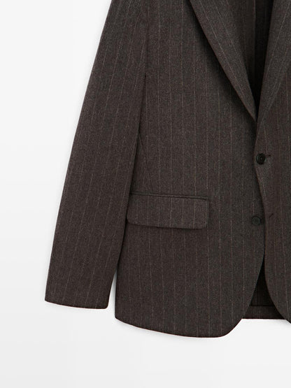 Striped wool blend suit blazer