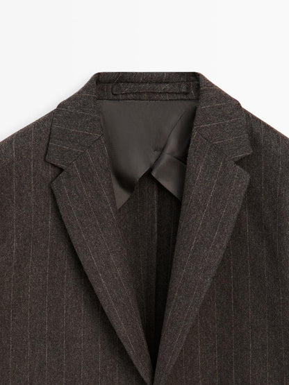 Striped wool blend suit blazer