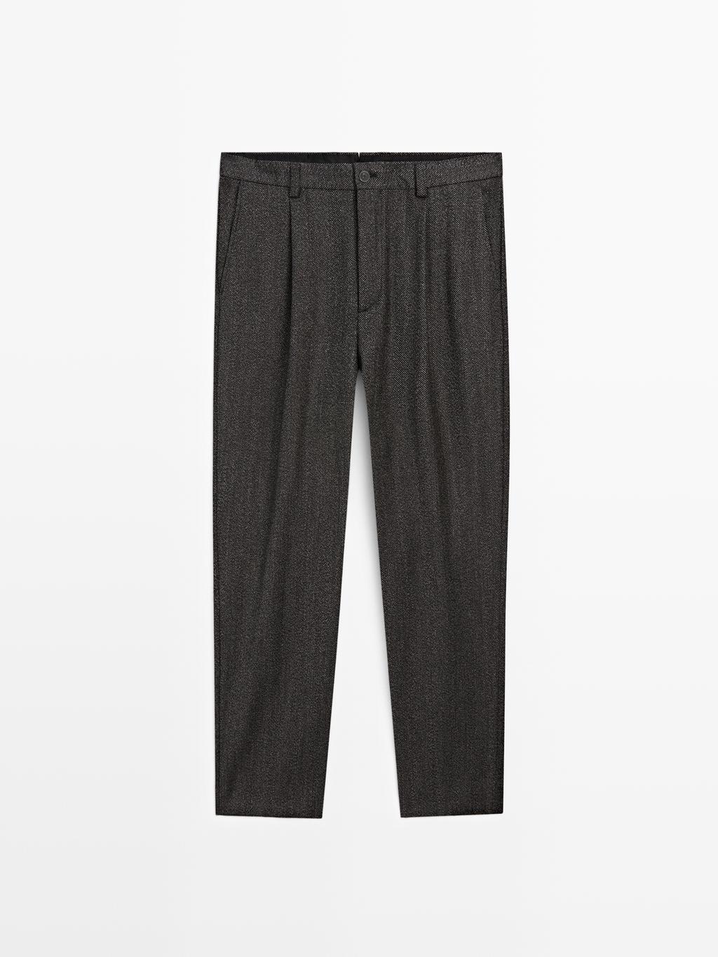 Herringbone wool blend trousers - LIMITED