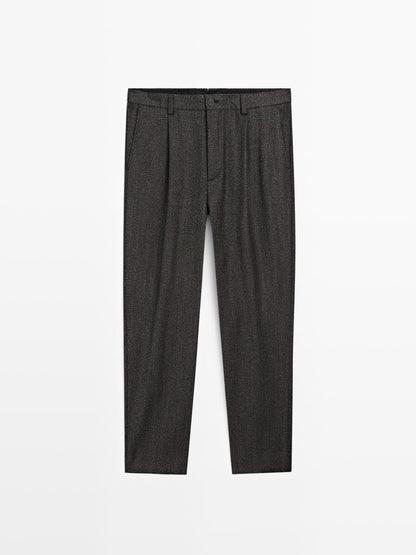 Herringbone wool blend trousers - LIMITED