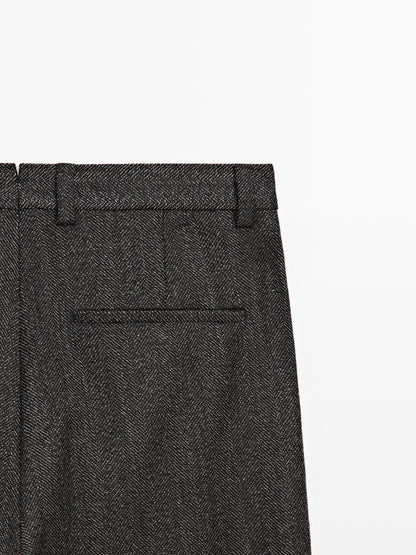 Herringbone wool blend trousers - LIMITED