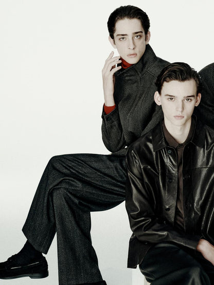 Herringbone wool blend trousers - LIMITED