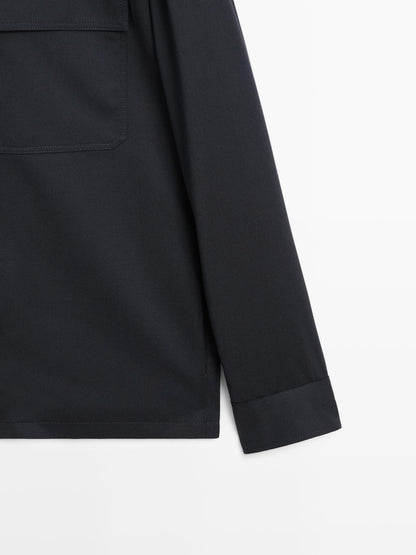 Cool wool blend zipped overshirt