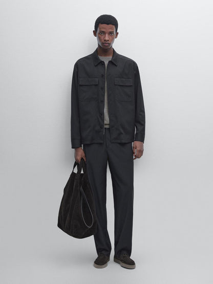 Cool wool blend zipped overshirt