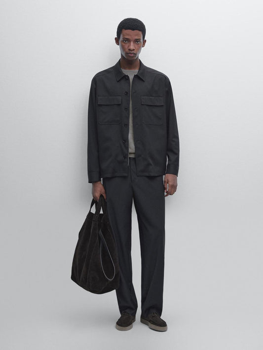 Cool wool blend zipped overshirt