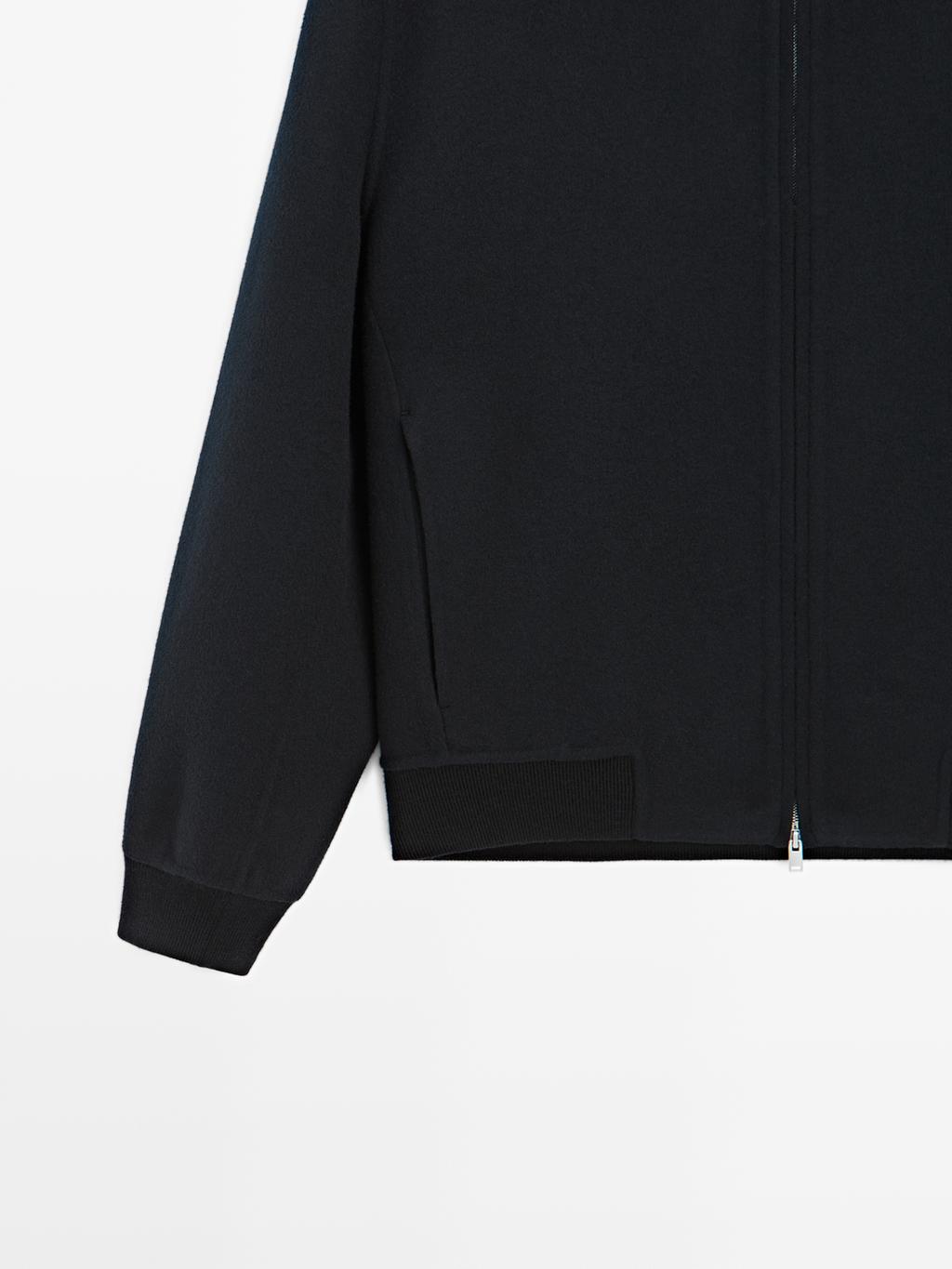 Double wool blend hooded jacket