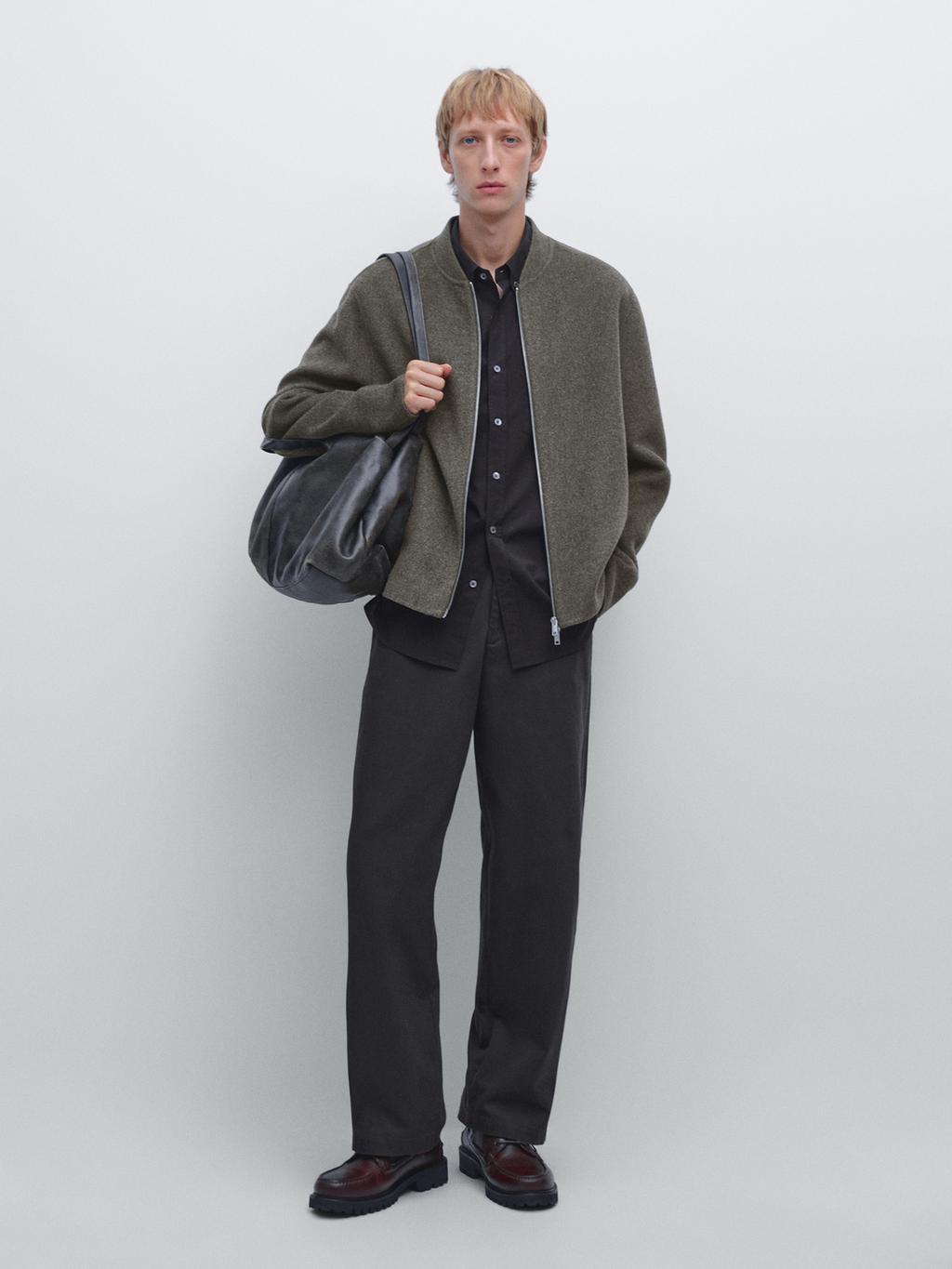 Double wool blend bomber jacket